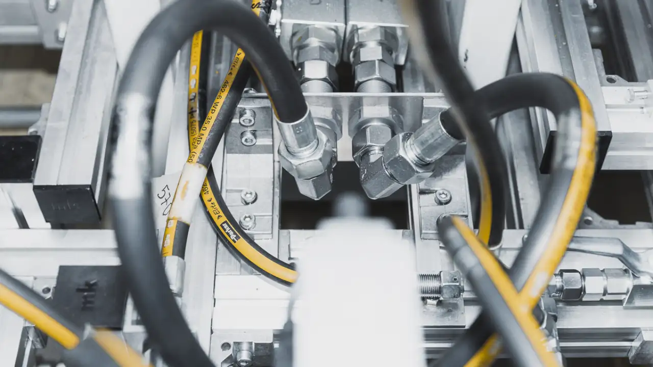 Schläuche an Maschine montiert